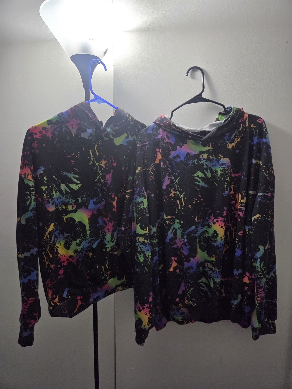 SHEIN His & Hers Black Neon Splatter Hoodie
